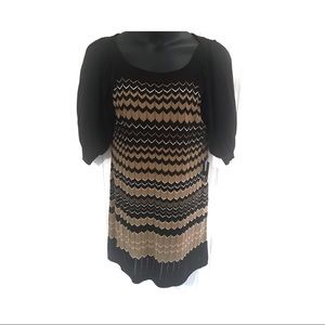 New Directions Sweater Dress Black/Tan Size-XL